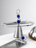 Short silver stand with Blue Accents