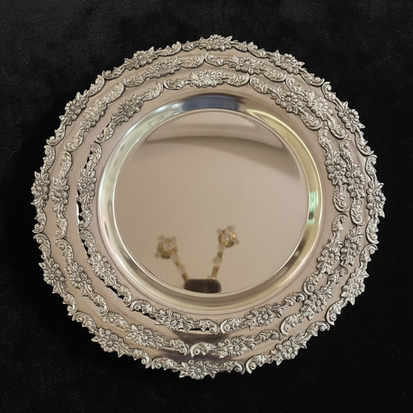 French FLORAL ROUND TRAYS