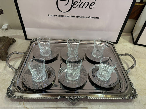 A set of 6 Istikana with its Dotted plates