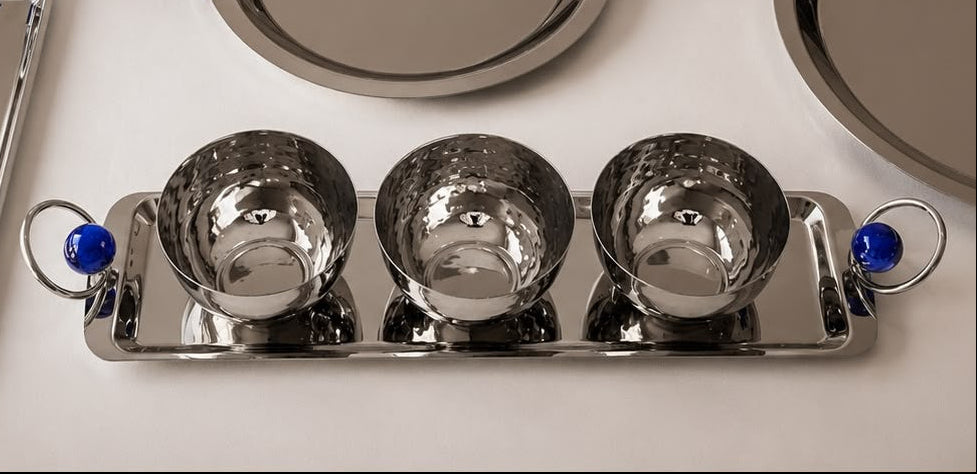 Long Rectangle tray with 3 small bowls