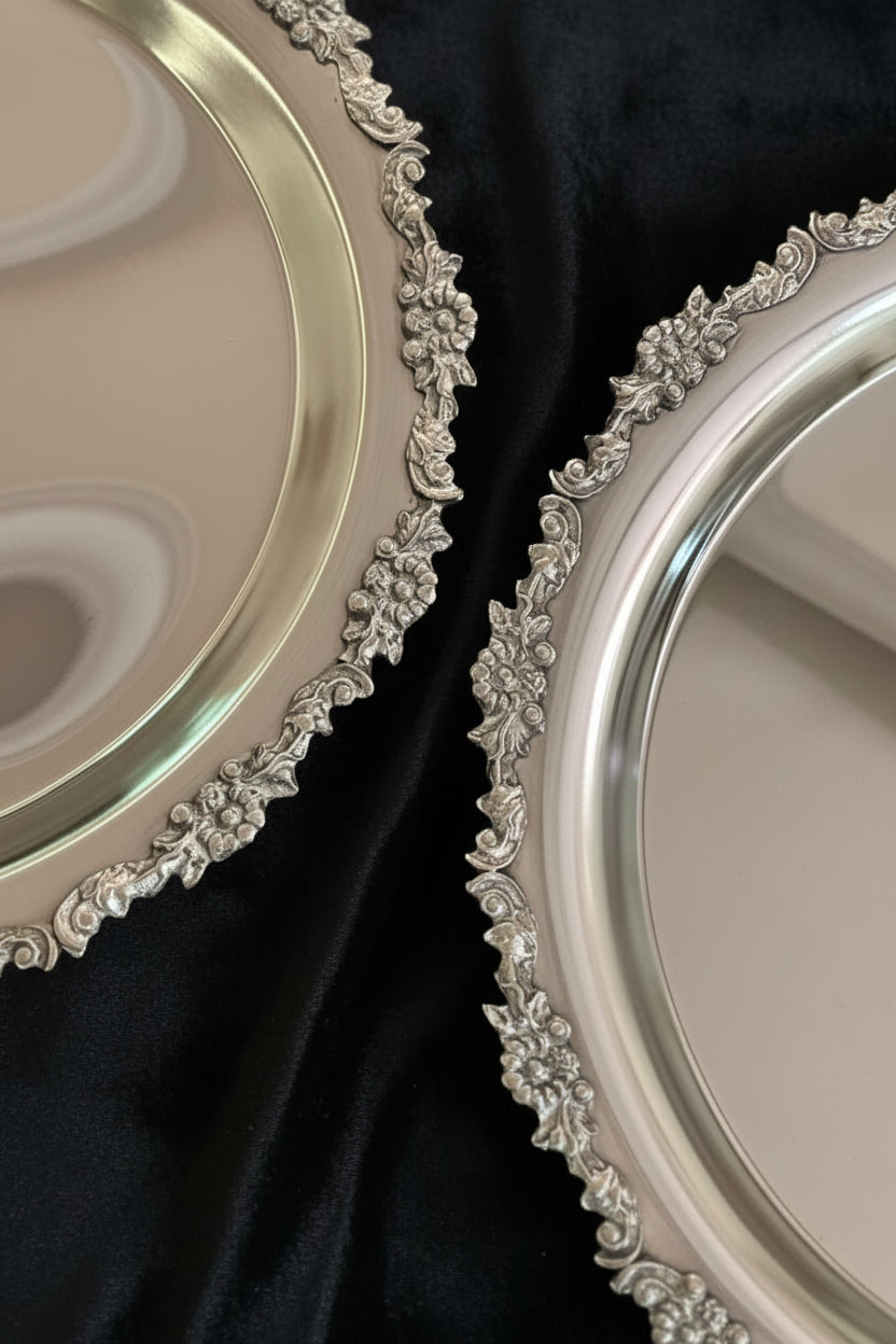 French FLORAL ROUND TRAYS